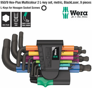 Kunci L Hex-Plus Metric Set Wera 05133164001 Ball Point L-Key, 9 Pc