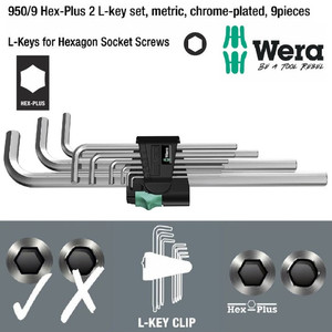 Kunci L Hex-Plus Metric Set Wera 05021909001 Hex-Plus 2 L-Key, 9 Pc