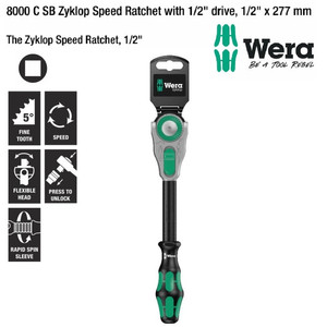 Gagang Shock Drive 1/2" x 277 mm Wera 05073262001 Zyklop Speed Ratchet