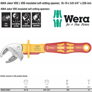 Kunci Inggris VDE L Wera 05020153001 Joker VDE L Self-Setting Spanner