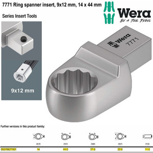 Kunci Pas Ring 14x44 mm Wera 05078627001 Ring Spanner Insert 9 x 12 mm