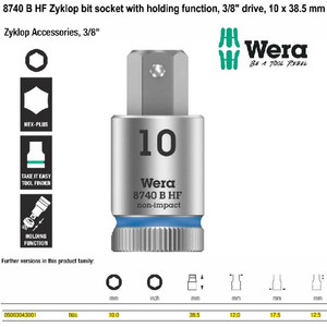 Bit Socket 3/8" Hex-Plus 10 x 38.5 mm Wera 05003043001 Zyklop In-Hex