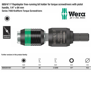 Sambungan Bit 1/4"x64 mm Wera 05052501001 Bit Adaptor Torque S/drivers