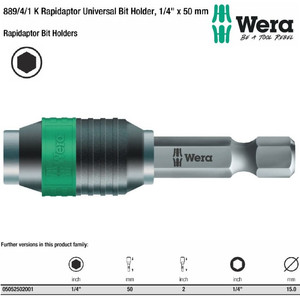 Sambungan Bit 1/4" x 50 mm Wera 05052502001 Rapidaptor Bit Holder