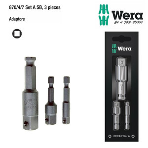 Sambungan Kunci Sok 1/4" 3/8" 1/2" Wera 05073200001 Adaptors Hex 3 Pcs