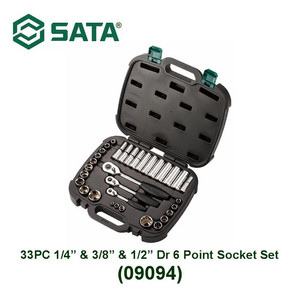 SOCKET SET 09094 33PC 1/4" AND 3/8" AND 1/2" DR. SOCKET SET SATA