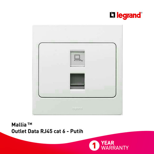 Legrand Mallia - Outlet Data RJ45 cat 6 - Putih dengan Frame