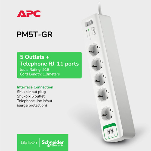 APC Essential SurgeArrest 5 outlets with Phone Protection 230V PM5T-GR