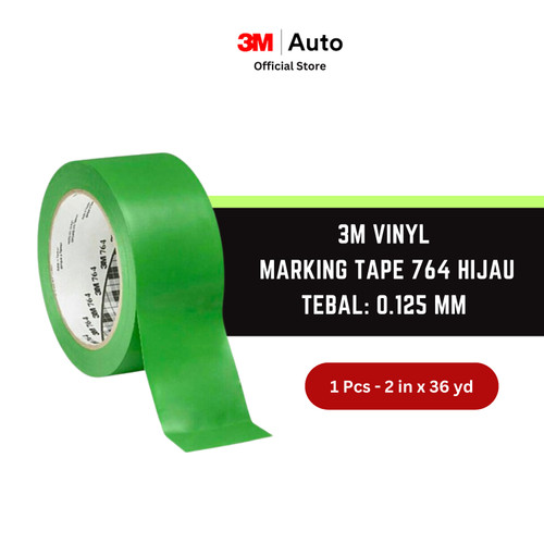 3M Vinyl Marking Tape 764 Hijau, 2 in x 36 yd, tebal: 0.125 mm