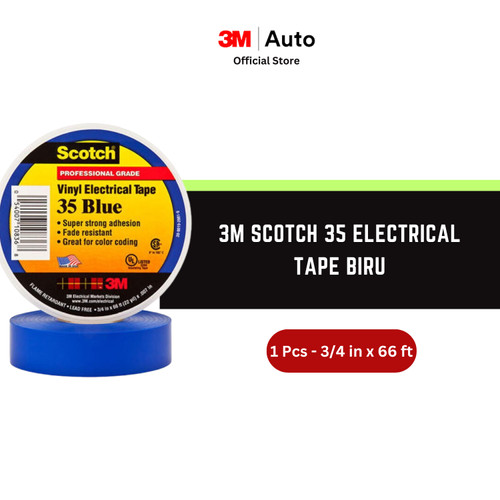 Isolasi Listrik 3M Scotch 35 Vinyl Electrical - Biru - (19mm x 20m)