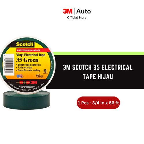 Isolasi Listrik 3M Scotch 35 Vinyl Electrical - Hijau - (19mm x 20m)