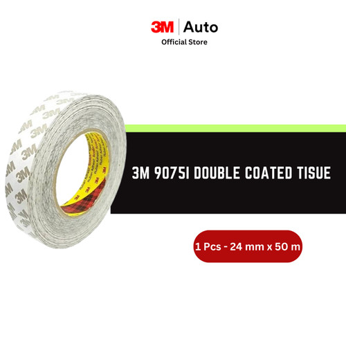 3M 9075i / 7385C Double Coated Tissue Tape - 24 mm x 50 m - 1 Buah