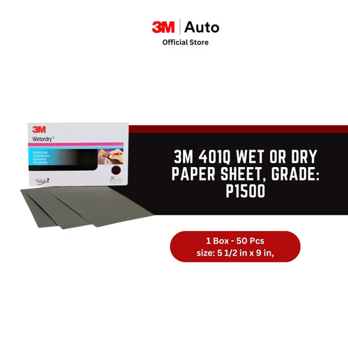 3M 401Q Wet or Dry Paper Sheet, grade: P1500, size: 5 1/2 in x 9 in