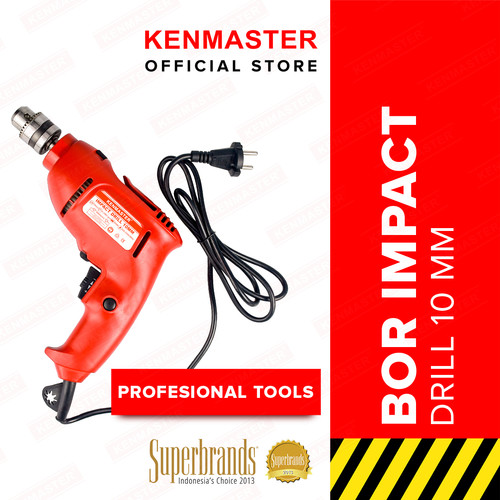 Kenmaster Bor Impact 10MM Electric Drill REVERSIBLE-Merah