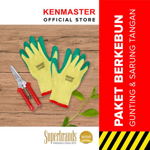 Kenmaster Paket Hemat Berkebun Sarung Tangan Latex Gunting Dahan 905