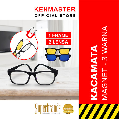 Kaca Mata Pro Vision BH - 013 + Magnet 3 Lensa Biru Kuning Putih