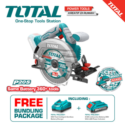 TOTAL LITHIUM-ION CIRCULAR SAW/MESIN GERGAJI CIRCULAR 6,5" TSLI1651