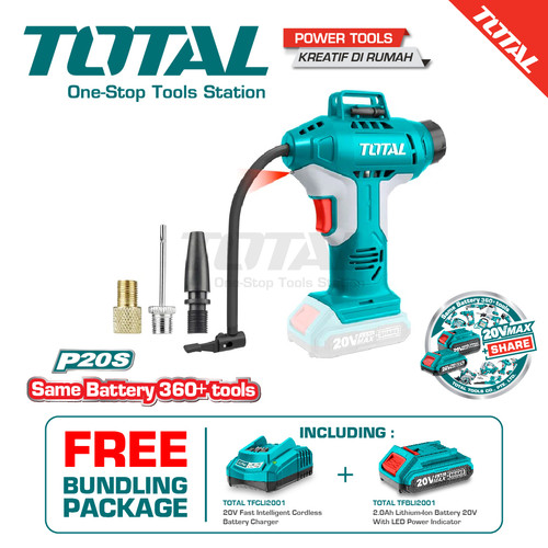 TOTAL CORDLESS AUTO AIR COMPRESSOR / KOMPRESOR MINI 20V TACLI2001