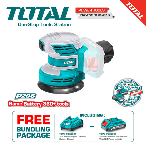 TOTAL LITHIUM-ION RANDOM ORBIT SANDER/MESIN AMPLAS BULAT TROSLI2001