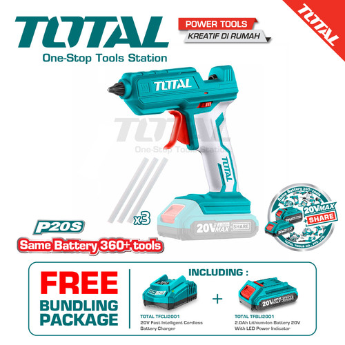 TOTAL LITHIUM-ION GLUE GUN/LEM TEMBAK TANPA KABEL TGGLI2001