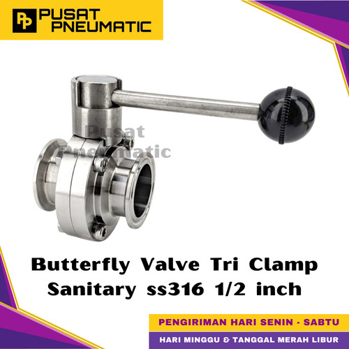 3/4" Butterfly Valve Sanitary Tri Clamp Stainless 316 3/4 inch