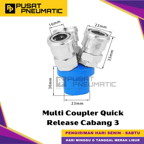 Adaptor Selang Multi Coupler Quick Coupling Release Cabang 3 Way