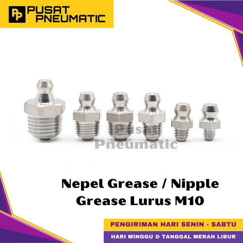 M10 Nepple Gress Nipple Grease Straight Nepel Gris Lurus Drat 10 MM