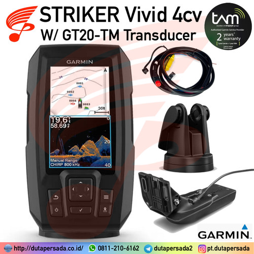 Garmin STRIKER Vivid 4cv With GT20-TM Transducer Fishfinder GPS 4CV