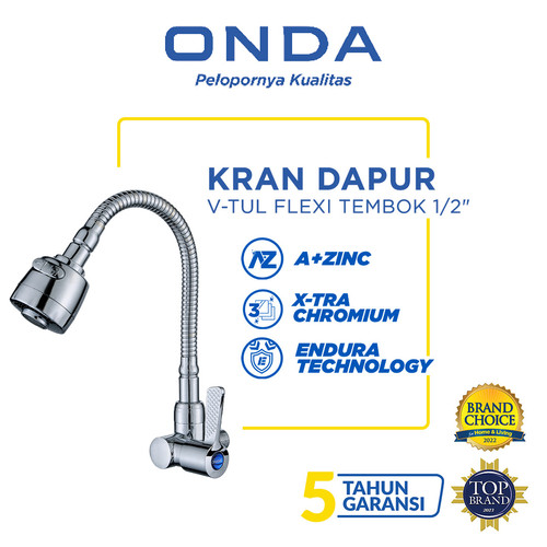 ONDA Kran Dapur Cuci Piring Angsa Fleksibel V-TUL FLEXI TEMBOK 1/2"