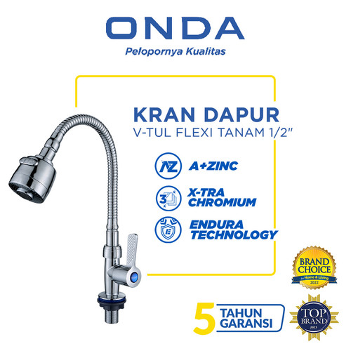 ONDA Kran Dapur Cuci Piring Angsa  Fleksibel V-TUL FLEXI TANAM 1/2"