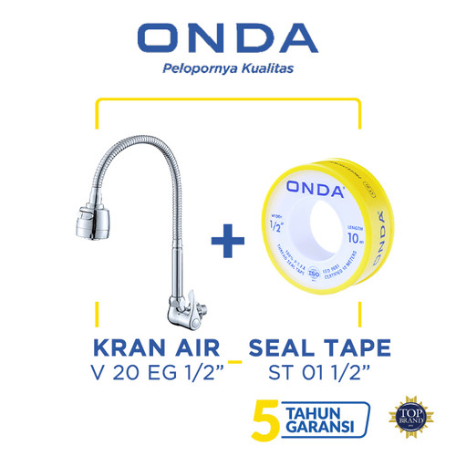 ONDA Kran Dapur Cuci Piring Angsa V 20 EG 1/2” + Seal Tape ST 01 1/2”