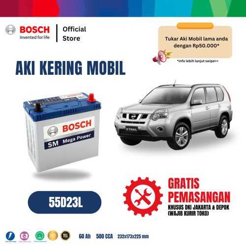 Aki Mobil Nissan X-Trail Bosch MF 55D23L Aki Kering Original