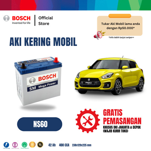 Aki Mobil Suzuki Swift Bosch MF NS60