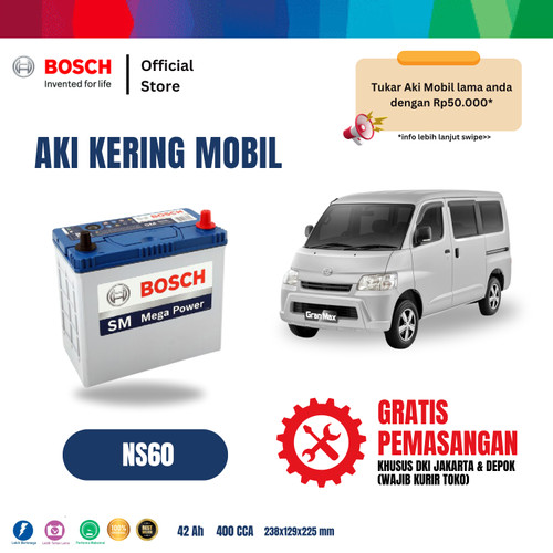 Aki Mobil Daihatsu Gran Max Bosch MF NS60