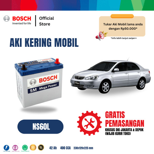 Aki Mobil Toyota Corolla Bosch MF NS60L 42AH