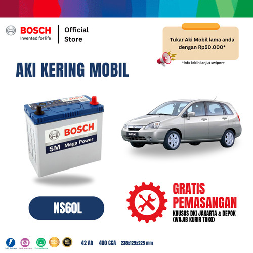 Aki Mobil Suzuki Aerio Bosch MF NS60L 42AH