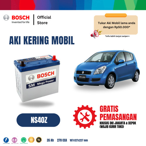 Aki Mobil Suzuki Splash Bosch MF NS40Z - 40B19R