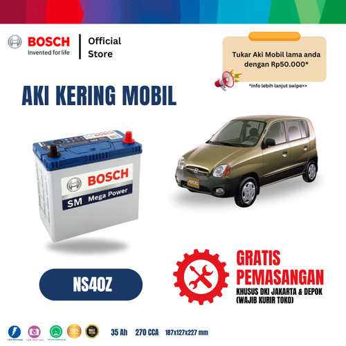 Aki Mobil Hyundai Atoz Bosch MF NS40Z - 40B19R