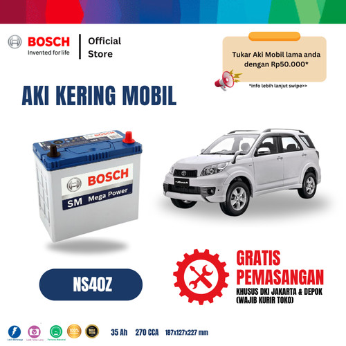 Aki Mobil Toyota Rush BOSCH MF NS40Z - 40B19R