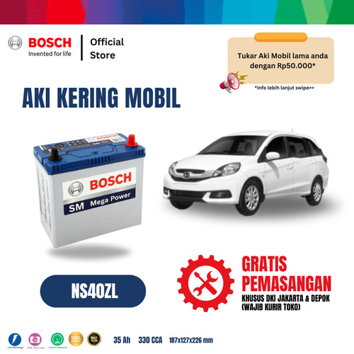 Bosch Aki Mobil Honda Mobilio 2014 MF Blue NS40ZL