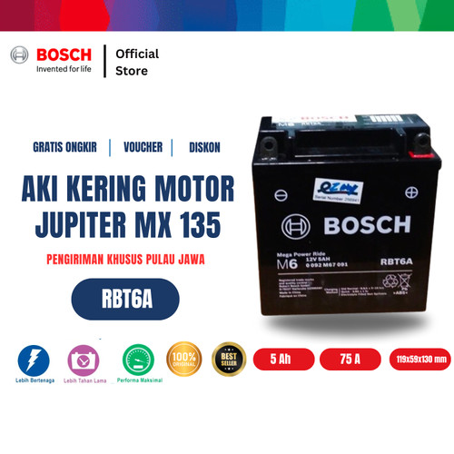 Aki Kering Motor Yamaha Jupiter MX 135 2006 - Bosch RBT-6A