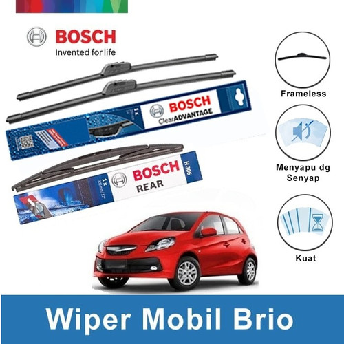 Bosch Wiper Depan & Belakang Honda Brio Frameless 22" & 14" + H306