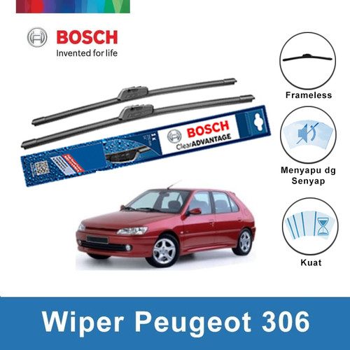 Bosch Sepasang Wiper Mobil Peugeot 306 N5 Frameless Clear New 22 & 20