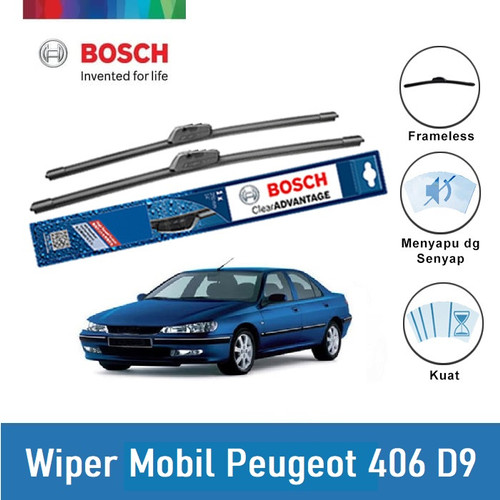 Bosch Sepasang Wiper Mobil Peugeot 406 D9 Frameless New Clear 24 & 22