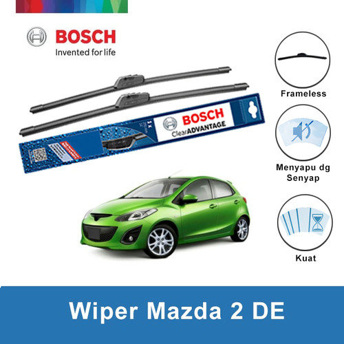 Bosch Sepasang Wiper Mobil Mazda 2 DE Frameless New Clear 24 & 14