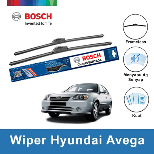 Bosch Sepasang Wiper Mobil Hyundai Avega Frameless New Clear 20 & 18