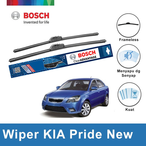 Bosch Sepasang Wiper Mobil KIA Pride New Frameless New Clear 22 & 16