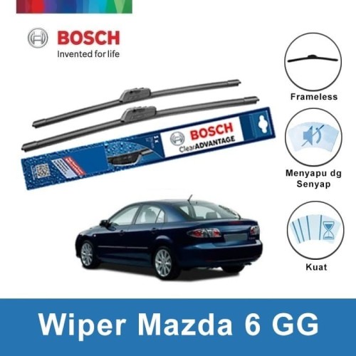 Bosch Sepasang Wiper Mobil Mazda 6 GG Frameless New Clear 21 & 18