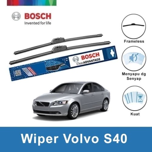 Bosch Sepasang Wiper Mobil Volvo S40 Frameless New Clear 21 & 20