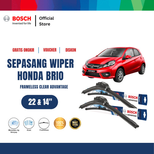 Bosch Sepasang Wiper Mobil Honda Brio Frameless New Clear 22" & 14"